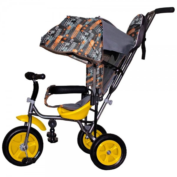 Велосипед трехколесный Лучик Малют Принт 1 с крышей Скорость оранжевый