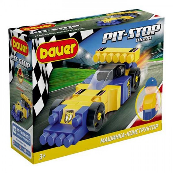 Конструктор Bauer 814 Гоночная машина в коробке Pit Stop (цвет синий, жёлтый)