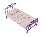 Мебель Кровать фиолетовая с постельным бельем С-1425 Огонек 