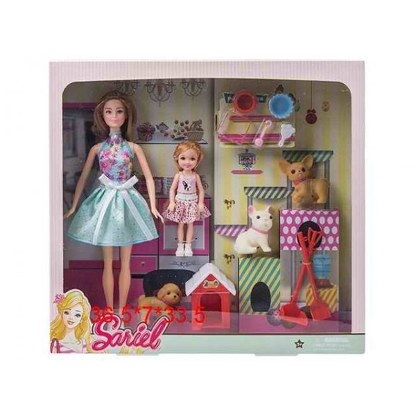 Кукла 7726-А2 Sariel с ребенком и питомцами, аксесс. в коробке