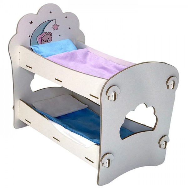 Кроватка для куклы Слоня и Моня.2 яруса+постельное белье 21НМ65