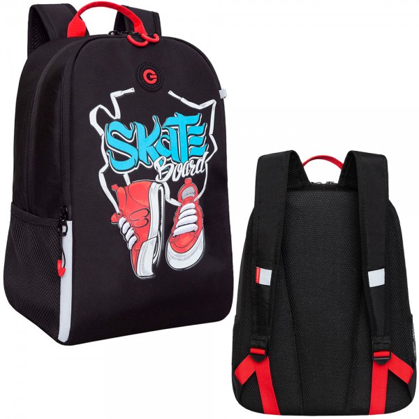 Рюкзак школьный черный - красный RB-351-7 GRIZZLY