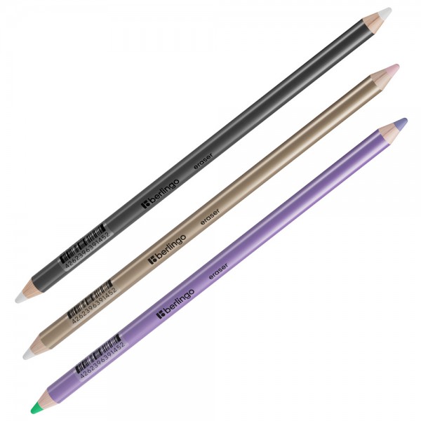 Ластик-карандаш Berlingo Eraze 870, двухсторонний, круглый, цвета ассорти 357910