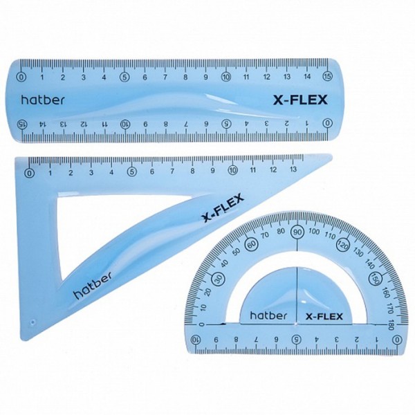 Набор чертежный 4 пр. X-Flex пластиковый гибкий ассорти RL_067314 Hatber