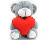 Мягкая игрушка Медвежонок Сильвестр серый 20/25 см с красным флисовым сердцем 0913920-44