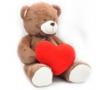 Мягкая игрушка Медведь Виктор  50/70 см коричневый с большим красным флисовым сердцем 0952450S-45