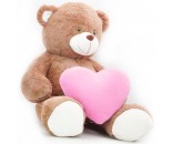 Мягкая игрушка Медведь Виктор 50/70 см коричневый с большим розовым сердцем 0952450S-46
