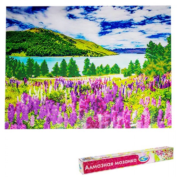 Набор для творчества Алмазная мозаика Пейзаж с озером 40*50см частичная выкладка 87111