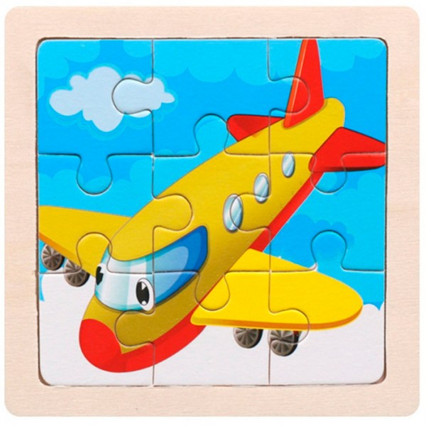 Деревянная Пазл рамка Самолетик 9 элементов ИД-0111