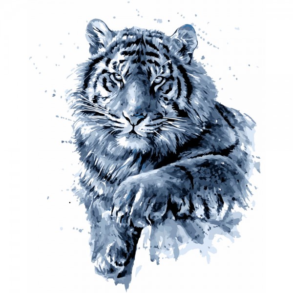 Набор для творчества Роспись по холсту Черно-белый тигр 40*50см ХК-6867